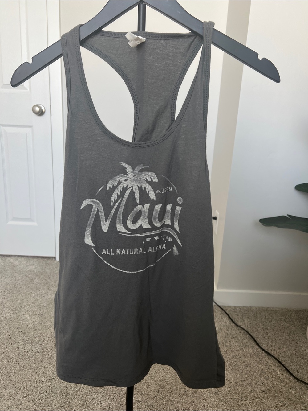 Maui Graphic Racerback Tank Top - Charcoal